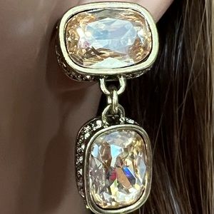 Heidi Daus 🆕 “Double Play” pierced dangle earrings neutral colors